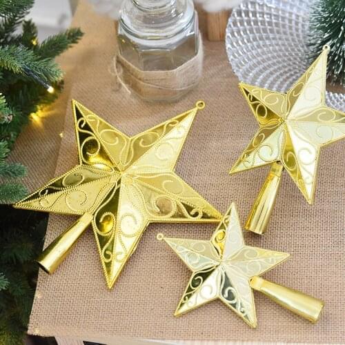 10/15/20CM Christmas Tree Top Decoration Shining Star Topper for Home House Table Topper Decor Accessories Ornament New Years E