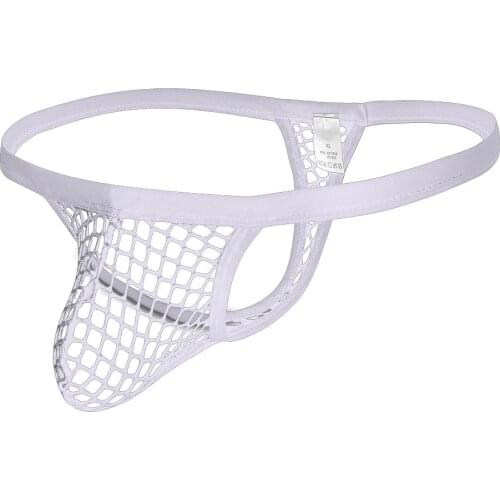 Plus Size Mens Panties Hollow Mesh Sexy Lingerie See Through Breathble Sexy Underwear Jockstrap Erotic Man Thongs Gay Briefs