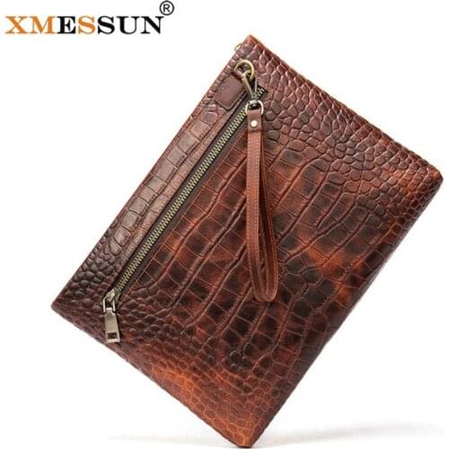 XMESSUN Women Pouch Crocodile Pattern Female Fashion Clutch New Trendy Genuine Leather Bags Designer High Quality Envelope Bag