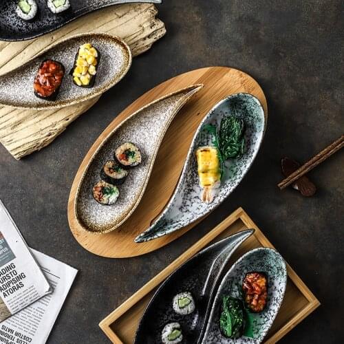 Japanese snack tray creative cold cut snack small dish ceramic sushi plate fruit plate household tableware daily tableware