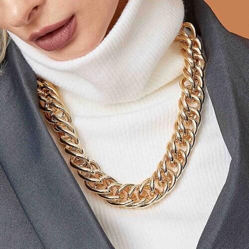 Fashion Punk Lock Choker Women Cuban Chains Collar Statement Brand Gold Color Thick Necklace Steampunk Men