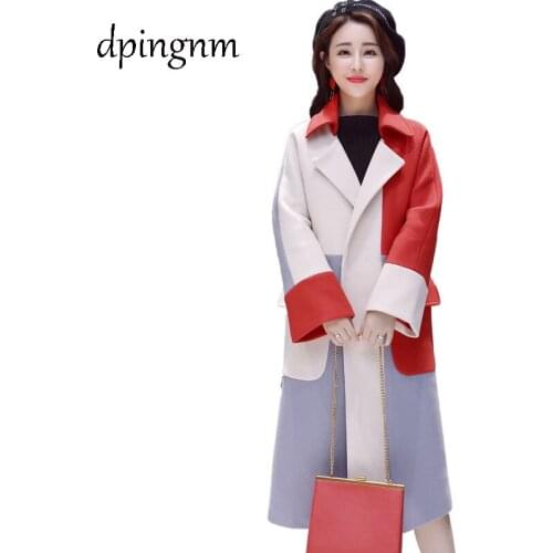 2018 UK Women Plus size Autumn Winter Cassic Simple Wool Maxi Long Coat Female Robe Outerwear manteau femme