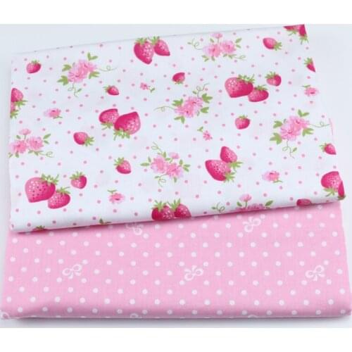Strawberry Dot Bowknot Cotton Sewing Fabric For Bbay, Home Textile Quilt Cover Material DIY Patchwork Cloth Child Fabrics