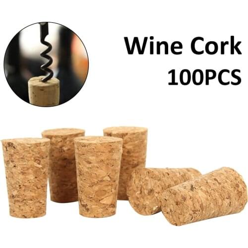 100pcs Tapered Wine Cork Stopper Reusable Functional Portable Sealing Bottle Stopper Bottle Bar Tools 22*17*35mm Natural Cork