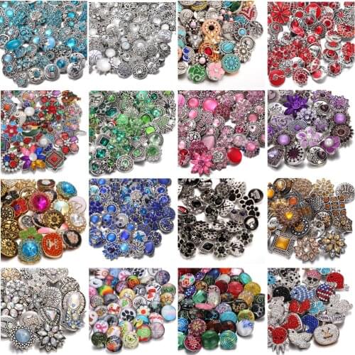 100pcs/lot Snap Jewelry Wholesale Crystal Rhinestone Flower Metal 18mm Snap Buttons Jewelry Christmas Halloween Snaps Jewelry