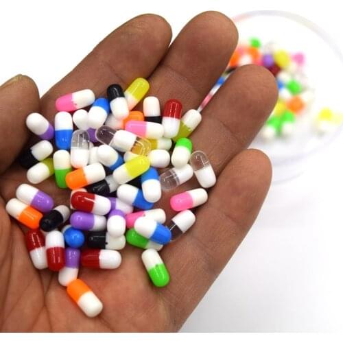 100pcs Lovely Resin Beads Mix Cute Pill for Hair Bow Center Scrapbooking Phone Deco 12*5.5mm