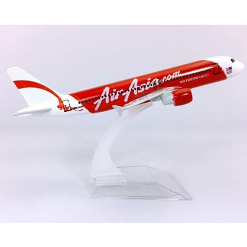16CM Red Diecast Aircraft 1:400 Airbus A320-200 model Air Asia airline with base alloy airplane CHRISTMAS plane For collection
