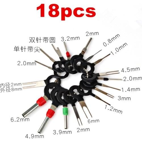 18pcs/lot Automotive Car Plug/Connector Pin Extractor Terminal Extraction Tool/Key Connector Puller Release Pin Tools