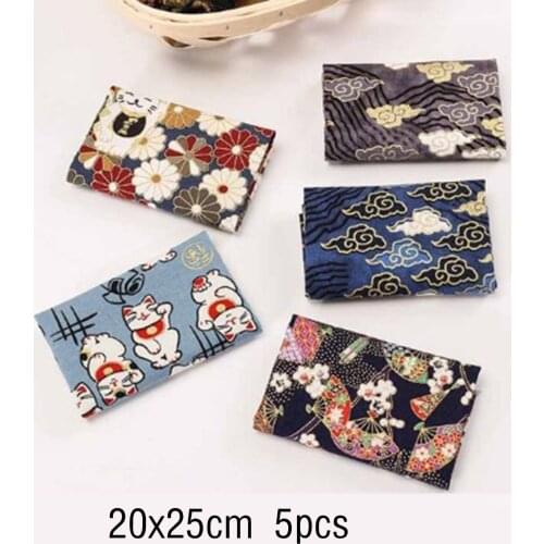 5PCs/Set Japan Style Mixed Color Cotton Fabric Zephyr Cat Cloud Interlinings & Linings Iron On Sewing Patchwork Adhesive Cloth