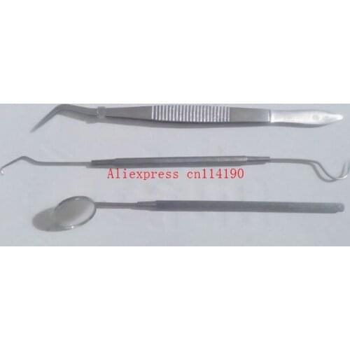 Hot sale 50 sets/lot Stainless Steel Dental guide Mirror Probe Plier Tweezers Teeth Tooth Clean equipment Kit Dentist machine