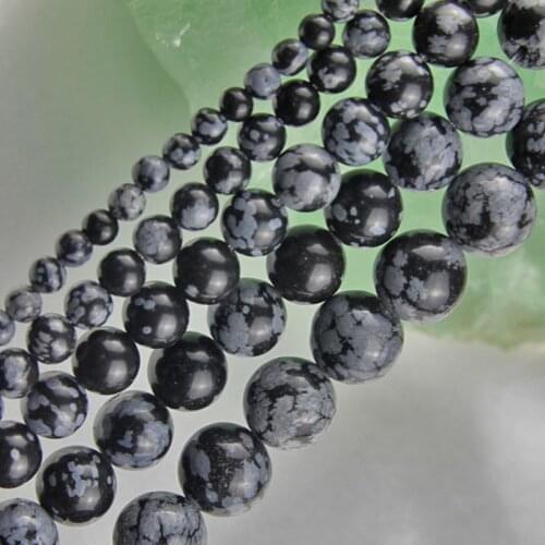 6-12mm Round Snowflake Obsidian Beads Natural Stone Beads for Jewelry Making Beads 15inch DIY Beads Bracelet For Women Gift