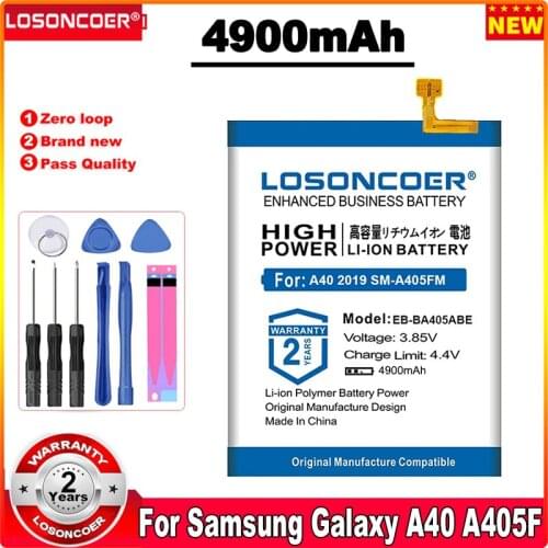 LOSONCOER 4900mAh EB-BA405ABE Battery For SAMSUNG Galaxy A40 2019 SM-A405FM/DS GH82-19582A Mobile Phone Batteries +Free tools
