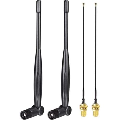 WiFi Antenna 6DBi 2.4GHz 5.8GHz Dual Band RP-SMA Male Antennas+MHF4 to RP-SMA Female Pigtail Cable 6 Inches(Pack of 4)
