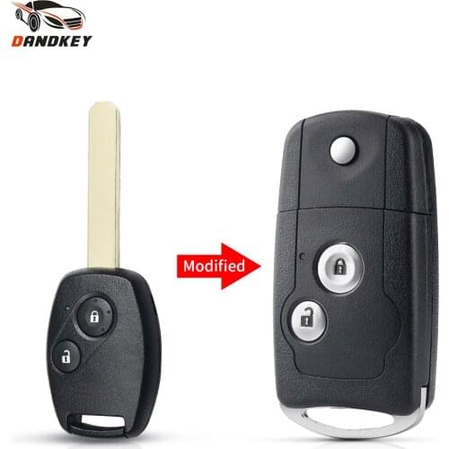 Dandkey For Honda Accord Cr-V Civic Insight Ridgeline 2003 - 2013 Fob 2 Buttons Modified Filp Car Remote Key Blank Case Shell
