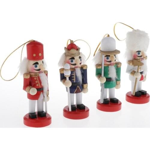 4pcs Wooden Traditional Nutcracker Festival Holiday Favor Christmas Tree Hanging