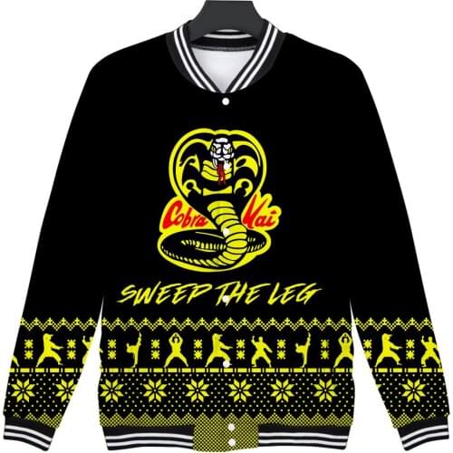 The Karate Kid Cobra Kai Baseball Jacket Bomber Hip Hop Uniform Outwear Cosplay Costume 3D Print 2020 Men V-neck Adult 2020