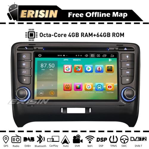 Erisin ES8179T Android 10 CarPlay DAB+ 7" Car DVD Player Autoradio For Audi TT WiFi 4G Bluetooth OBD2 TPMS SWC DVR Camera DVB-T2