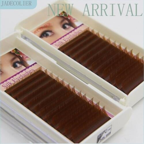 Jadecollier 1 Tray 12 rows Mix Length 8-15mm Caramel Color Mink Eyelash Extension 0.07 C/D Curl Dark Brown Individual Lashes