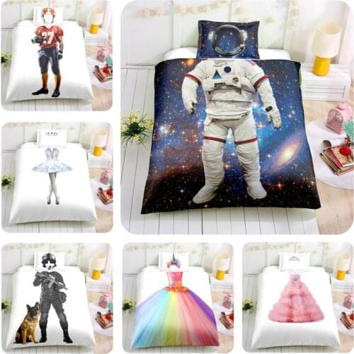 3D Children Boy Girl Baby Bedding set Astronaut Captain Bed duvet cover PillowCase White Color Single Twin Size 2/3pcs Children