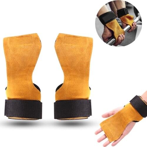 Cowhide Weight Lifting Grip Gym Fitness Gloves Crossfit Workout Gymnastics Gloves Hand Palm Protector Non-slip Wrist Support