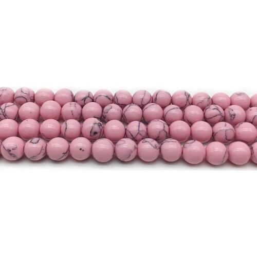1strand/lot 4 6 8 10 12mm Round Natural Beads Pink Turquoises Loose Spacer Charm Bead For Jewelry Making DIY Necklaces Bracelets