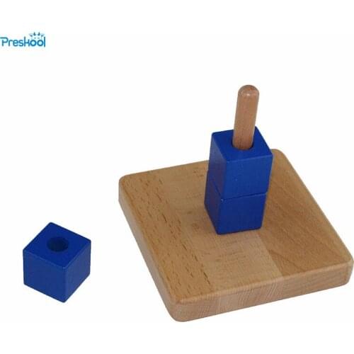 Montessori infant Toy Baby Wood Blue Cube Socket Learning Educational Preschool Training Brinquedos Juguets 24 months