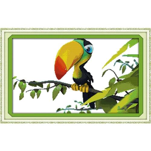 The long-beaked bird (2) cross stitch kit Pattern printed on canvas fabric DMC embroidery handmade needlework craft supplies