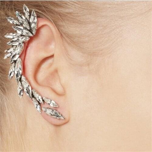 New Arrival Fashion High Quality Ear Stud White Crystal Moon Ear Clip Stainless Steel Piercings Punk Women Jewelry Wedding gift