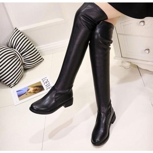 Faux Suede Slim Over the knee Boots Winter Women Boots Sexy Thigh High Boots Female High Heel Shoes Woman Plus Size 43