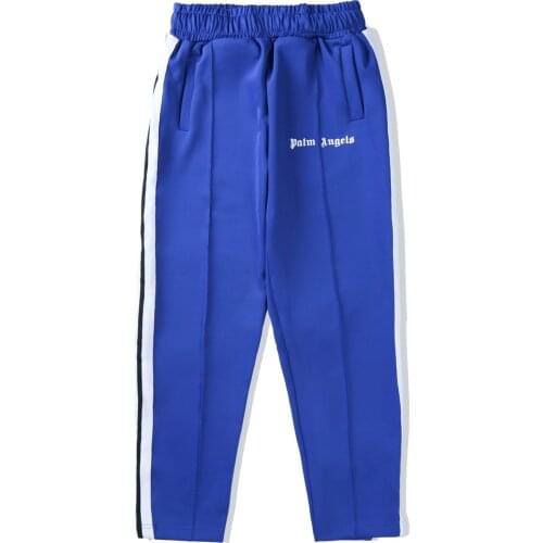 Palm Angels White Stripe Men Women Lovers Style Cotton Fashion Casual Long Pants Trousers Boyfriend Gift Sport Sportswear Blue