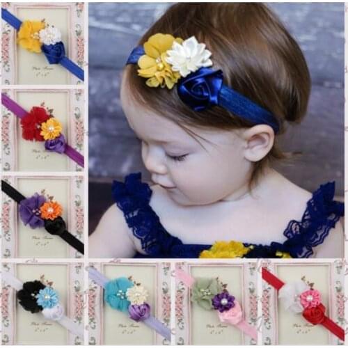 YH463 Baby Toddler Girls Lace Sunflower Rose Flower Hair Band Headband