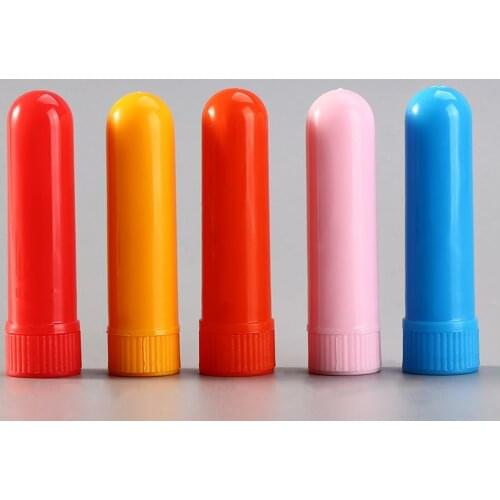 12pcs Essential Oil Aromatherapy Blank Nasal Inhaler Sticks 12 Empty Tubes With White Cotton Wicks Portable Random Color