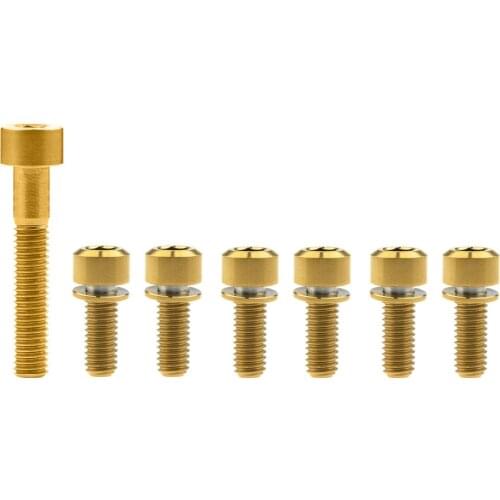 Xingxi Titanium Ti Bolt 1Pcs M6x35mm Stigma Screw & 6Pcs M6x16 18 20 25mm Bolt with Washers for Bicycle Parts Fasteners