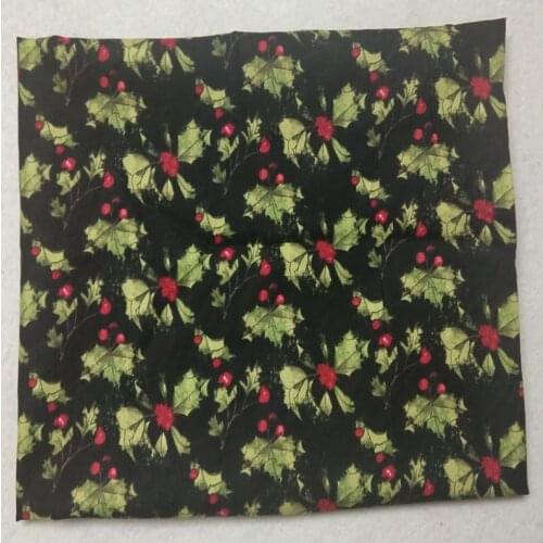 50x105cm Green Leaf Red Cherry Printed Cotton Fabric Christmas Fabric Patchwork for Cloth Dress Home Decor