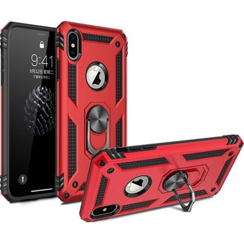 Shockproof Armor Kickstand Phone Case For iPhone 11 Pro X XR XS 12 Max 6 6S 7 8 Plus Finger Magnetic Ring Holder Anti-Fall Cover
