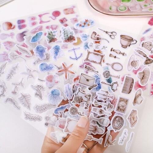 Korean cartoon cat crystal plastic sticker 3d cute sticker retro home cherry blossom ocean phone case stationery sticker