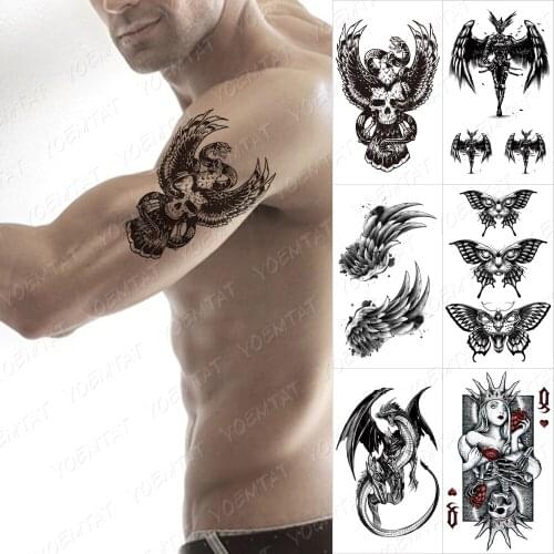 Waterproof Temporary Tattoo Sticker For Adult Rose Owl Flash Tattoos Wolf Skull Dreamcatcher Body Art Arm Fake Tatoo Women Men