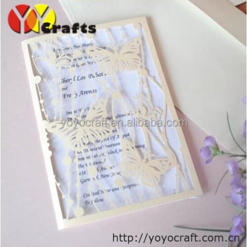 High quality wedding invitation card 50sets/lot laser cut butterfly wedding invitation cards