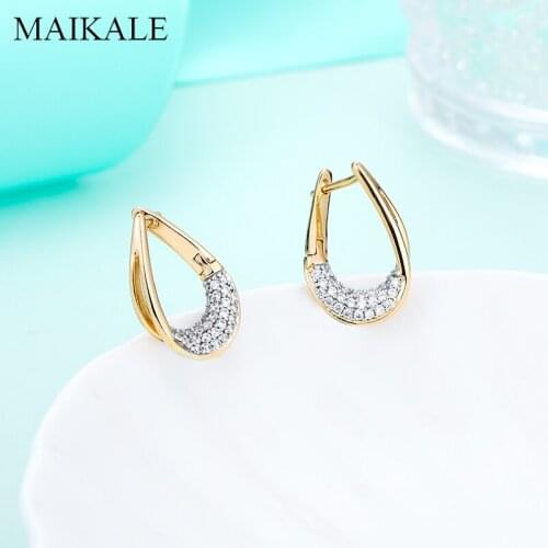 MAIKALE New Fashion Micro Inlay Cubic Zirconia Luxury Rose Gold Stud Earrings For Women Jewelry Water Droplets Classic Gifts