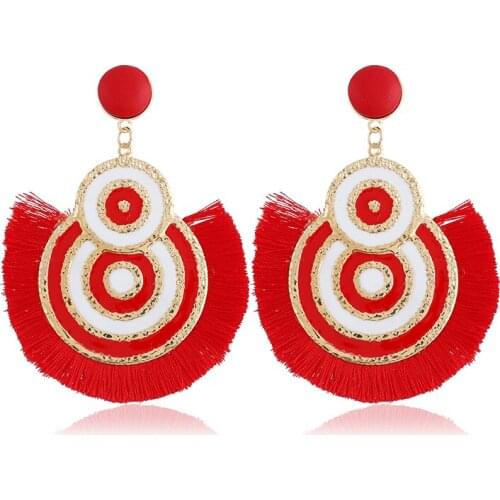 New Hot Circle Yarn Tassel Earrings For Women Fashion Jewelry Accessories Exaggerated Big Bohemian Earring 2018 Pendientes AE571