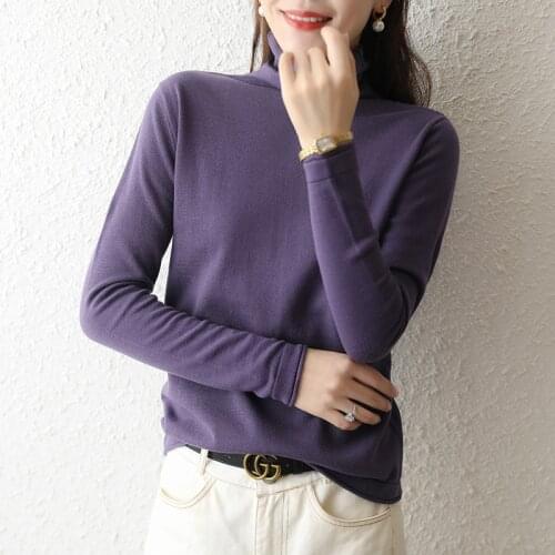 FNOCE 2020 winter new womens sweater simplicity all-match fashion casual solid long sleeve turtleneck loose soft slim sweaters