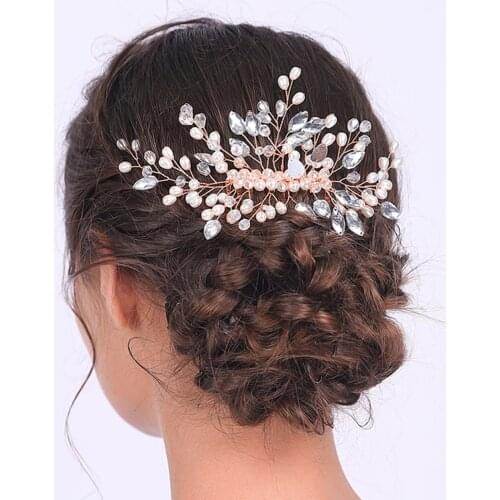 Vintage Crystal Pearls Hair Comb Rhinestones Headwear Handmade Fascinators Wedding Princess style Hair Accessories for women