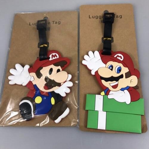 PVC Luggage Tags Games Super Maro Baggage Name Tags Lovely Cute Cartoon Men Women Suitcase Label Holder Travel Accessories