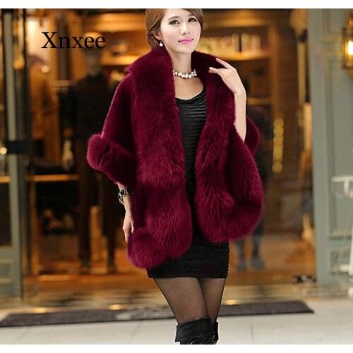 Winter luxury formal elegant fur shawl Womens Faux Fur Coat Wedding Cloak Cape Shawl for Evening Party thick black white