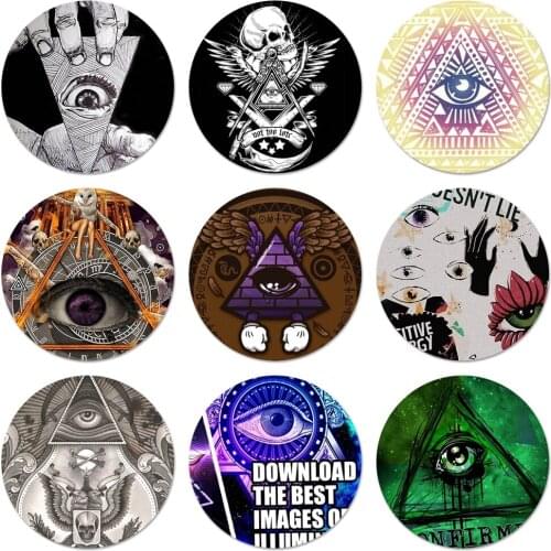 58mm Eye Symbol Pyramid Illuminati Icons Pins Badge Decoration Brooches Metal Badges For Clothes Backpack Decoration