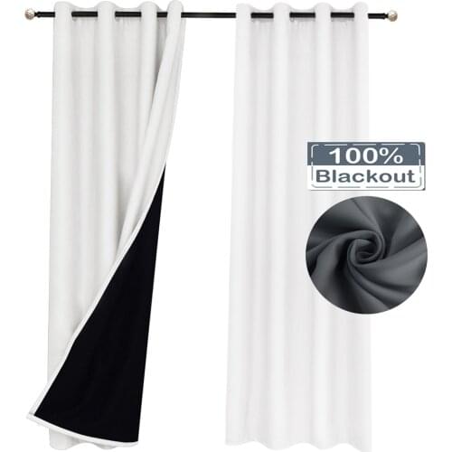 100% Thermal Blackout Curtains For Bedroom Winter Insulating Curtain With Liner Living Room Grommet Drapes Blackout Treatment