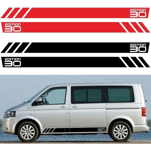 2PCS BUS California T6 30 Edition Car Door Side Skirt Stripe Sticker per Volkswagen VW Multivan Transporter T4 T5 T6 accessori