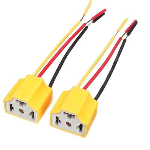 2Pcs H4 Lamp Bulb Sockets Female Ceramic Car Headlight Connector Plug Adapter Socket Heat Resistant 12V