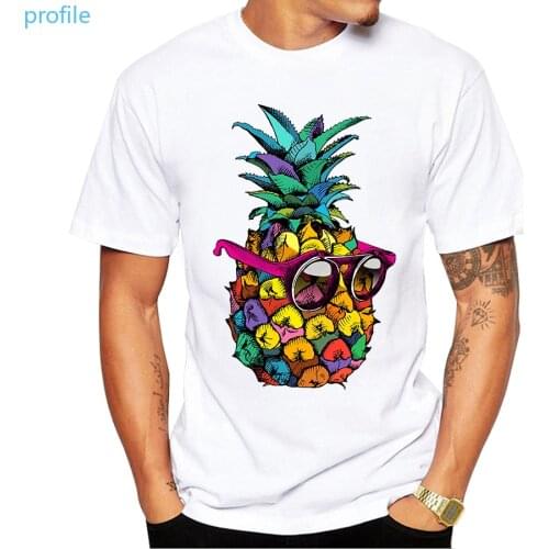 2020 Men Summer Fashion Pineapple Printed T Shirt Short Sleeve O-neck Basic Tee Shirt Hipster Cool Design Customed Tops