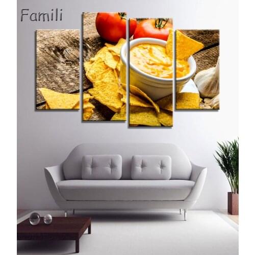 4pcs Delicious Vegetable Pizza HD Print Poster Frameless Painting Canvas Art Resturant Fast Food Store Wall Decor Good Printing